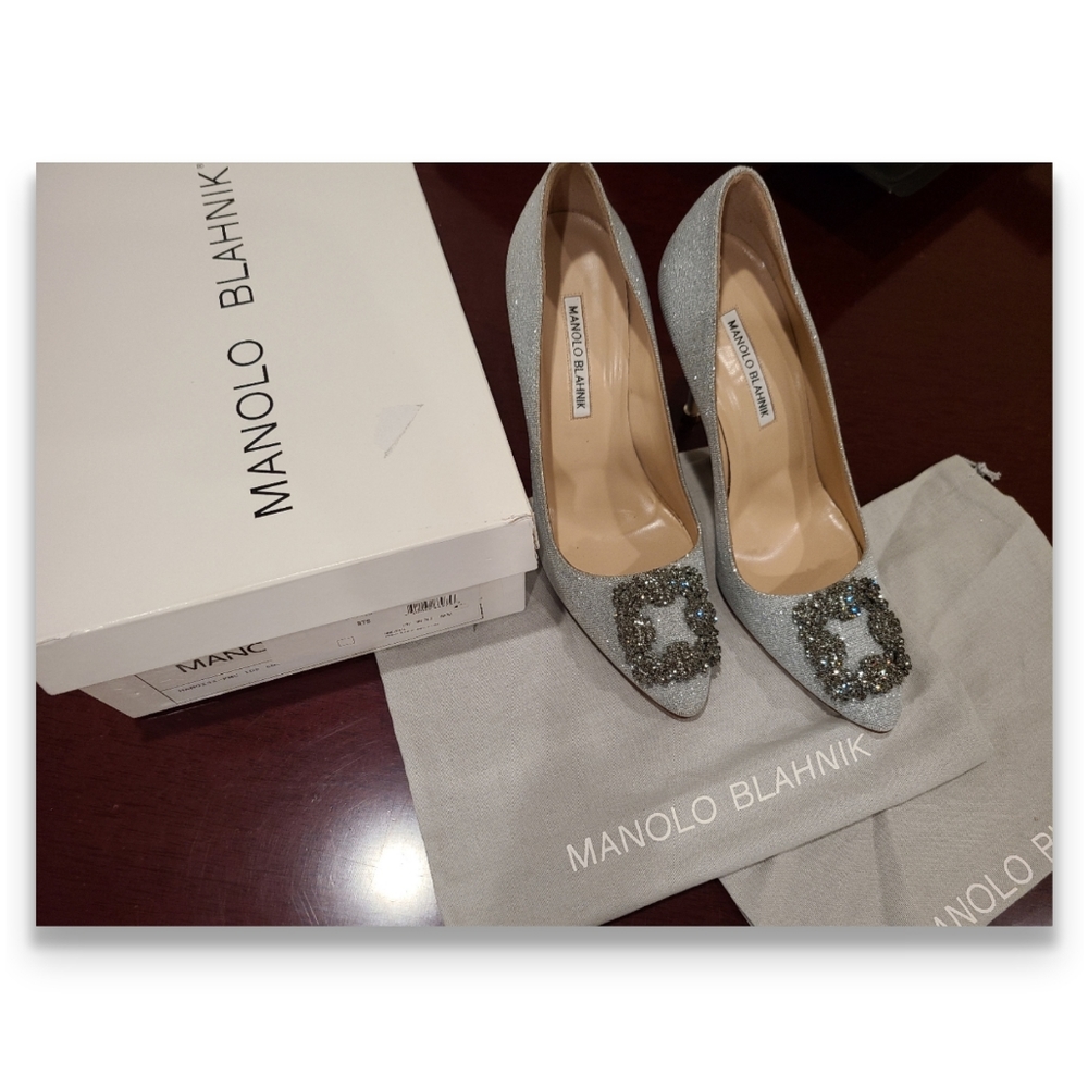 SALE! NEWAuth ManoloBlahnik Hangisi Sil 105mm 39.5